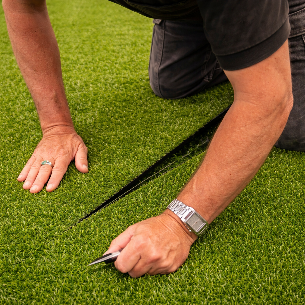 pose précise gazon synthétique BoGazon Services